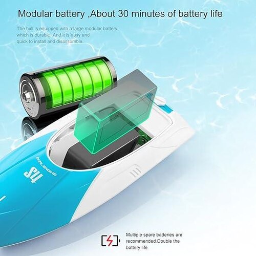 RC Boat | Remote Control Boat for Pool & Lake | RC Boat Rechargeable Battery| Mph 2.4 Ghz Racing Boats For Kids & Adults - Image 8