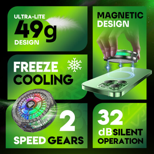 SpinBot IceDot Mag Air Ultra-Slim Ultra-Lite Magnetic Mobile Phone Cooler I 2 Speed Gears for Temperature Control I 15W Freeze Cooling I For iPhone 12/13/14/15/16, iPads and Android Smartphones - Image 4