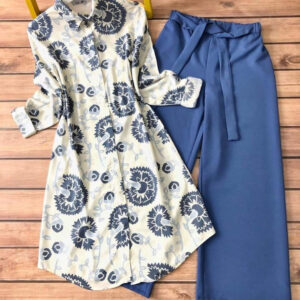 floral printed top and sky palazzo set
