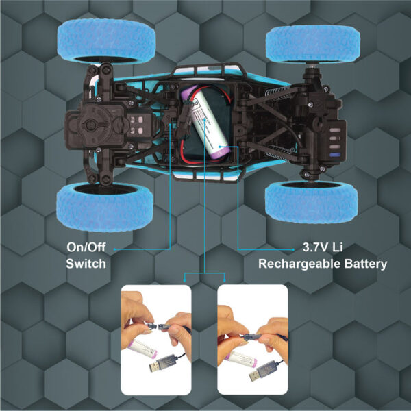 duzter remote control car big size rock crawler | high speed 2wd | monster truck toy car gift for kids blue
